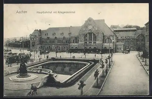 AK Aachen, Hauptbahnhof mit Strassenbahn
