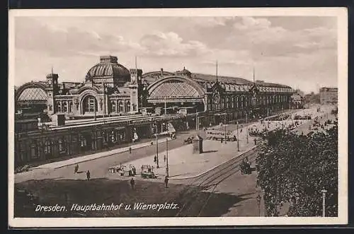 AK Dresden, Hauptbahnhof und Wiener Platz