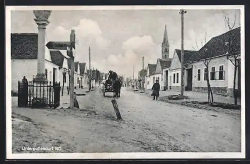 AK Unterpullendorf, Strassenpartie mit Kutsche