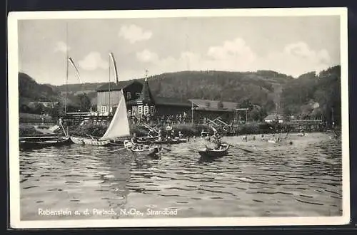 AK Rabenstein a. d. Pielach, Segel- u. Ruderboote am Strandbad