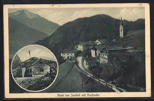 AK Reith, Ortsansicht mit Hocheder, Berghütte