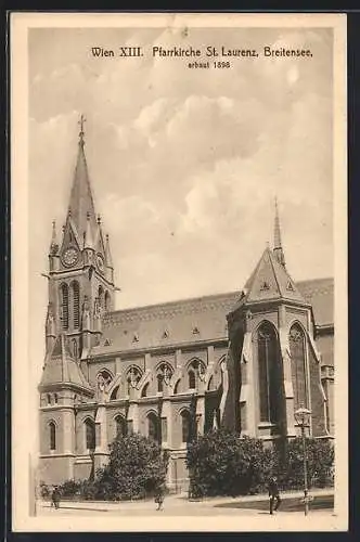 AK Wien, Breitensee, Partie an der Pfarrkirche St. Laurenz