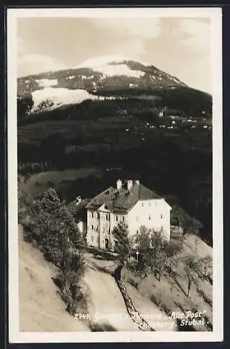 AK Schönberg /Stubai, Gasthof und Oension Alte Post mit Berglandschaft