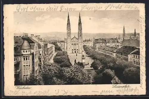 AK Wiesbaden, Luisenplatz aus der Vogelschau