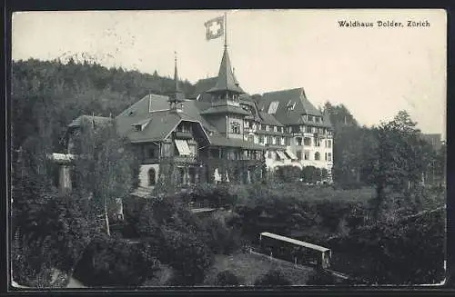 AK Zürich, Ankunft der Bergbahn am Waldhaus Dolder