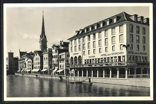 AK Zürich, Hotel z. Storchen mit Bootsanlegestelle