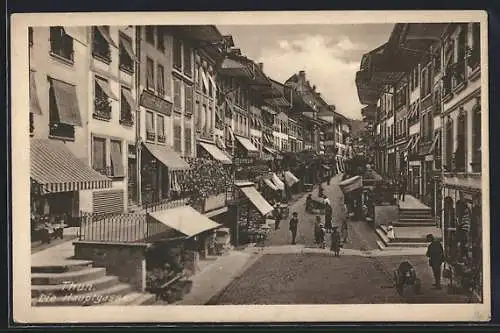 AK Thun, Strassenleben und Geschäfte auf der Hauptgasse