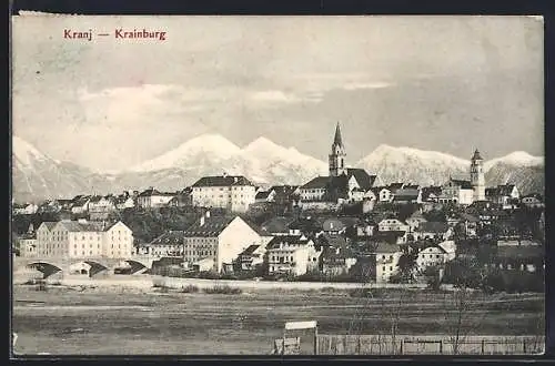 AK Kranj / Krainburg, Ausblick auf die Ortschaft