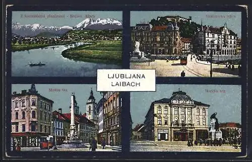 AK Ljubljana / Laibach, Mestni trg, Stritarjeva ulica, Marijin trg.