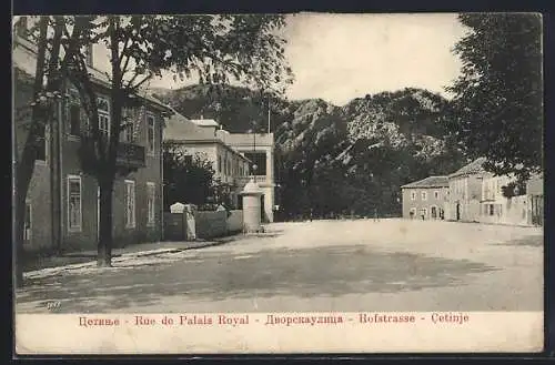 AK Cetinje, Blick in die Hofstrasse mit Königspalast