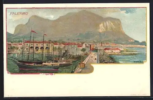 Künstler-Lithographie Richard Hegedüs-Geiger: Palermo, Hafen