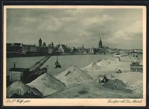 AK Alt-Frankfurt, Panorama vom Mainufer aus, auf der Baustelle