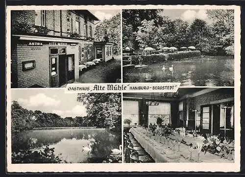 AK Hamburg-Bergstedt, Gasthaus Alte Mühle mit Uferpartie