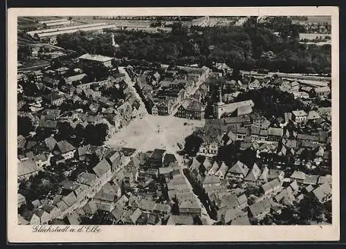 AK Glückstadt a. d. Elbe, Teilansicht aus der Vogelschau