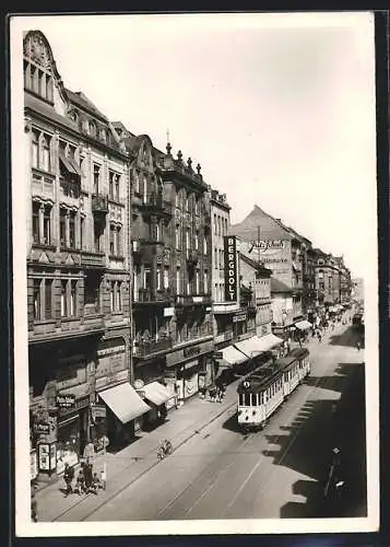 AK Mannheim, Breitestrasse mit Strassenbahn