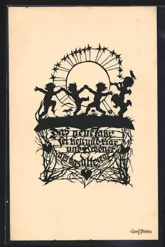 Künstler-AK Georg Plischke: Das neue Jahr sei hell und klar..., tanzende Engel