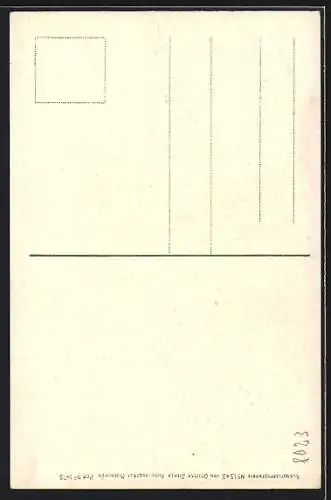Künstler-AK Pullach, Passanten vor dem Rabenwirth
