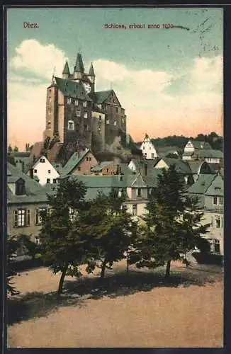 AK Diez, Ortspartie mit Blick zum Schloss