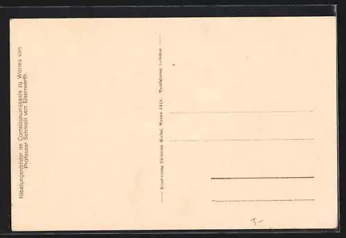 Künstler-AK Nibelungen, Um Siegfried ward geklaget, dass Burg und Stadt erscholl