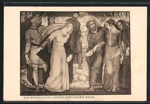 AK Nibelungen, Wie Brunhild zu Worms empfangen ward