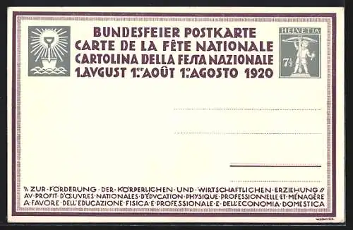 AK Schweizer Bundesfeier 1. August 1920, Bäcker wiegt den Teig