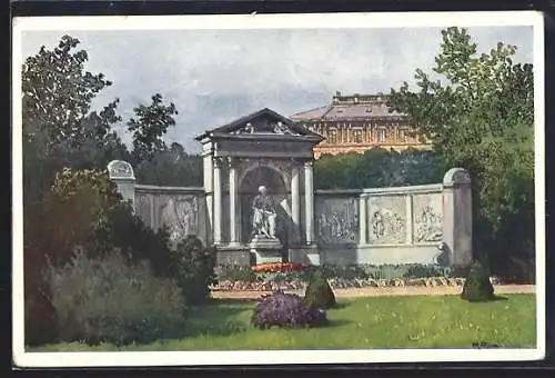 Künstler-AK R. Preuss: Wien, Grillparzer-Denkmal im Volksgarten