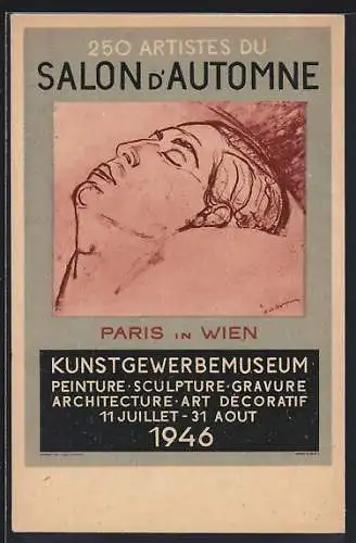 Künstler-AK Wien, Erste Ausstellung des Pariser Herbstsalons 1946, Schlafender Mann