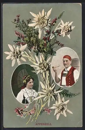 AK Appenzeller Trachten, Blumen