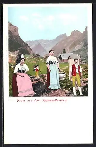 AK Bauern aus dem Appenzellerland in Tracht