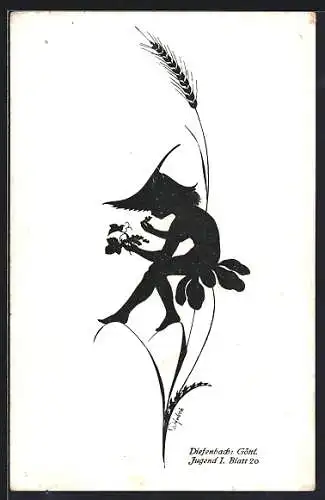 Künstler-AK Diefenbach: Schattenbild, Junge mit Kornähre