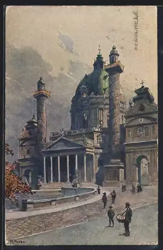 Künstler-AK R. Preuss: Wien, Karlskirche