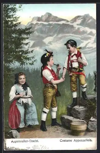 AK Schweizer Kinder in Appenzellertracht