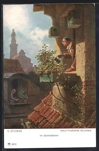 Künstler-AK Carl Spitzweg: Im Dachstübchen