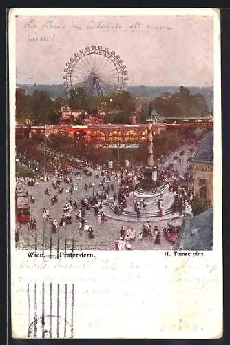 AK Wien, Praterstern mit Riesenrad