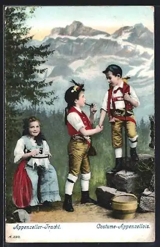 AK Schweizer Kinder in Appenzellertracht