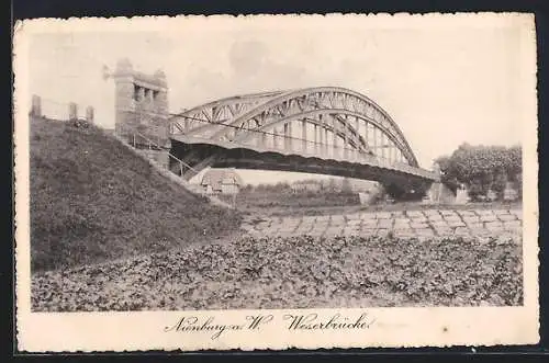 AK Nienburg a. W., Partie an der Weserbrücke