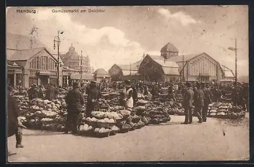 AK Hamburg-Hammerbrook, Gemüsemarkt am Deichtor