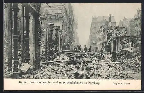 AK Hamburg-Neustadt, Ruinen des Brandes der grossen Michaeliskirche