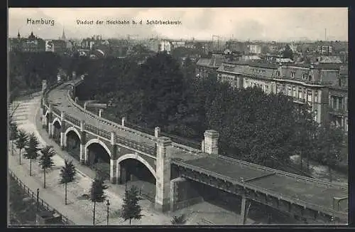 AK Hamburg-Uhlenhorst, Vidacut der Hochbahn b. d. Schürbekerstrasse