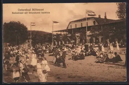 AK Möltenort, Badestrand mit Strandhotel Seeblick