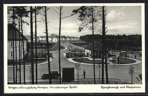 AK Bergen /Lüneburger Heide, Truppenübungsplatz, Hauptwache mit Kasernen