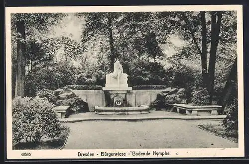 AK Dresden, Bürgerwiese und Statue Badende Nymphe