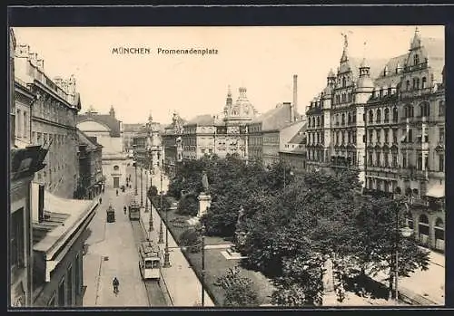 AK München, Promenadenplatz mit Strassenbahn