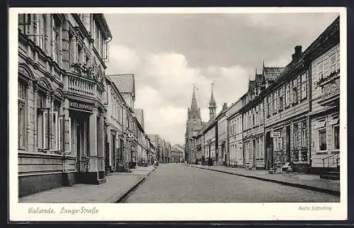 AK Walsrode, Lange-Strasse mit Hotel Hannover und Blick zur Kirche