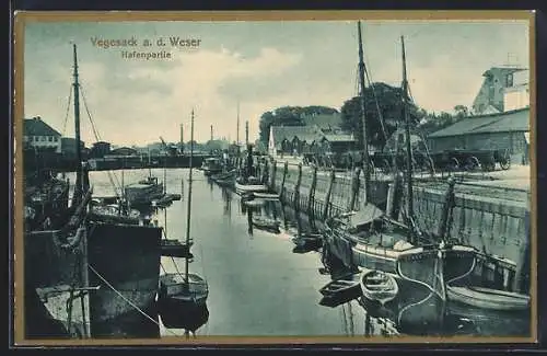 AK Vegesack a. d. Weser, Segelboote im Hafen