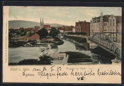 AK Alfeld a. Leine, Brücke am Eingang zur Stadt