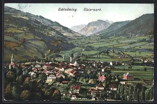 AK Schladming, Panorama mit Berglandschaft