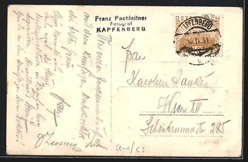 AK Kapfenberg, Ortsansicht mit Fabrikschornsteinen