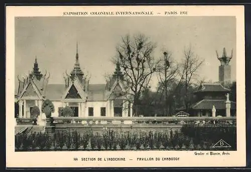 AK Paris, Exposition Coloniale Internationale 1931, Section de l'Indochine et Pavillon du Cambodge