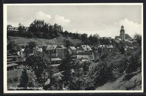 AK Simmern / Hunsrück, Teilansicht aus der Vogelschau